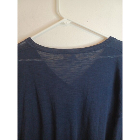 J. Crew V Neck Sweater XL Blue 3/4 Sleeve Pullover Preppy Minimalist Coastal - Picture 8 of 8